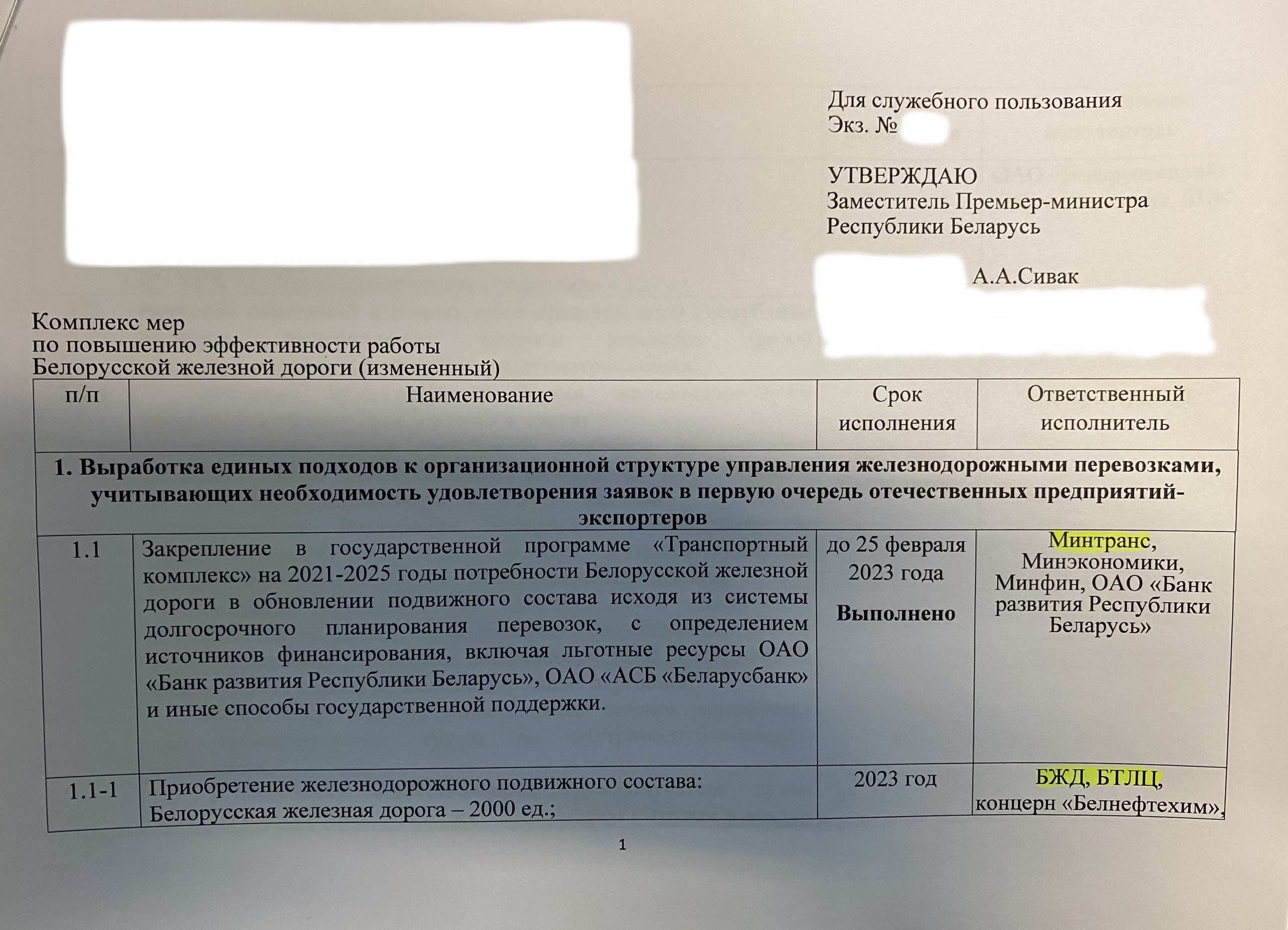 Комплекс мер по БЖД, лист 1