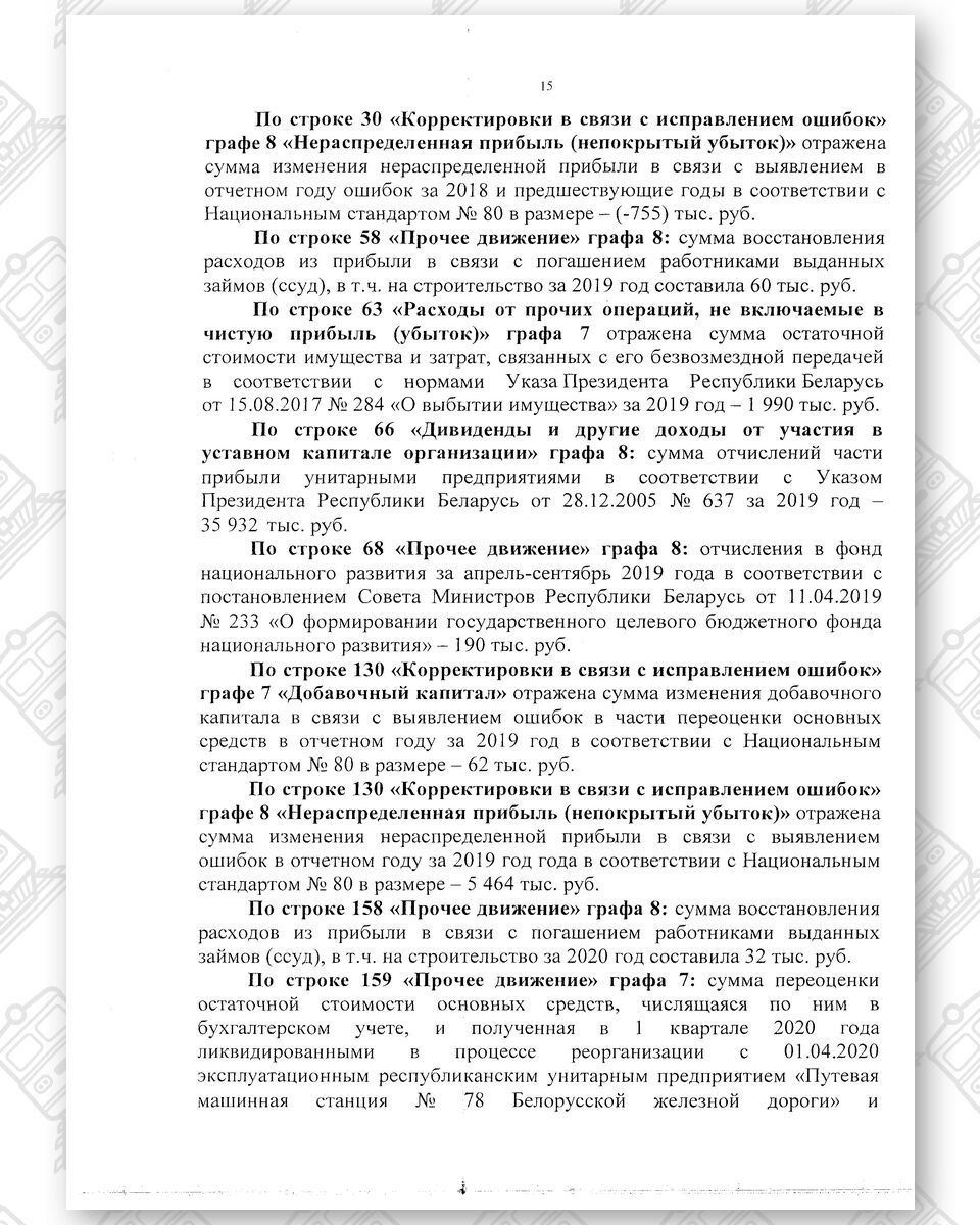 Бухгалтерская отчетность БЖД за 2020 год, лист 24