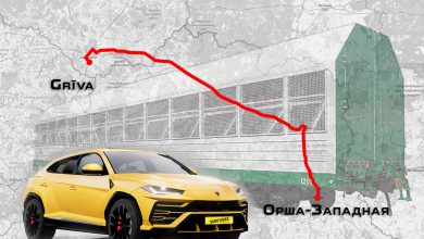 Карта маршрута от станции Орша-Западная до Grīva с изображением автомобиля и вагона-автомобилевоза