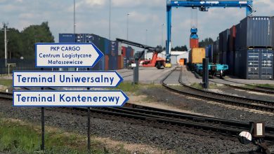 Контейнерный терминал PKP Cargo Małaszewicze с козловым краном и указателями