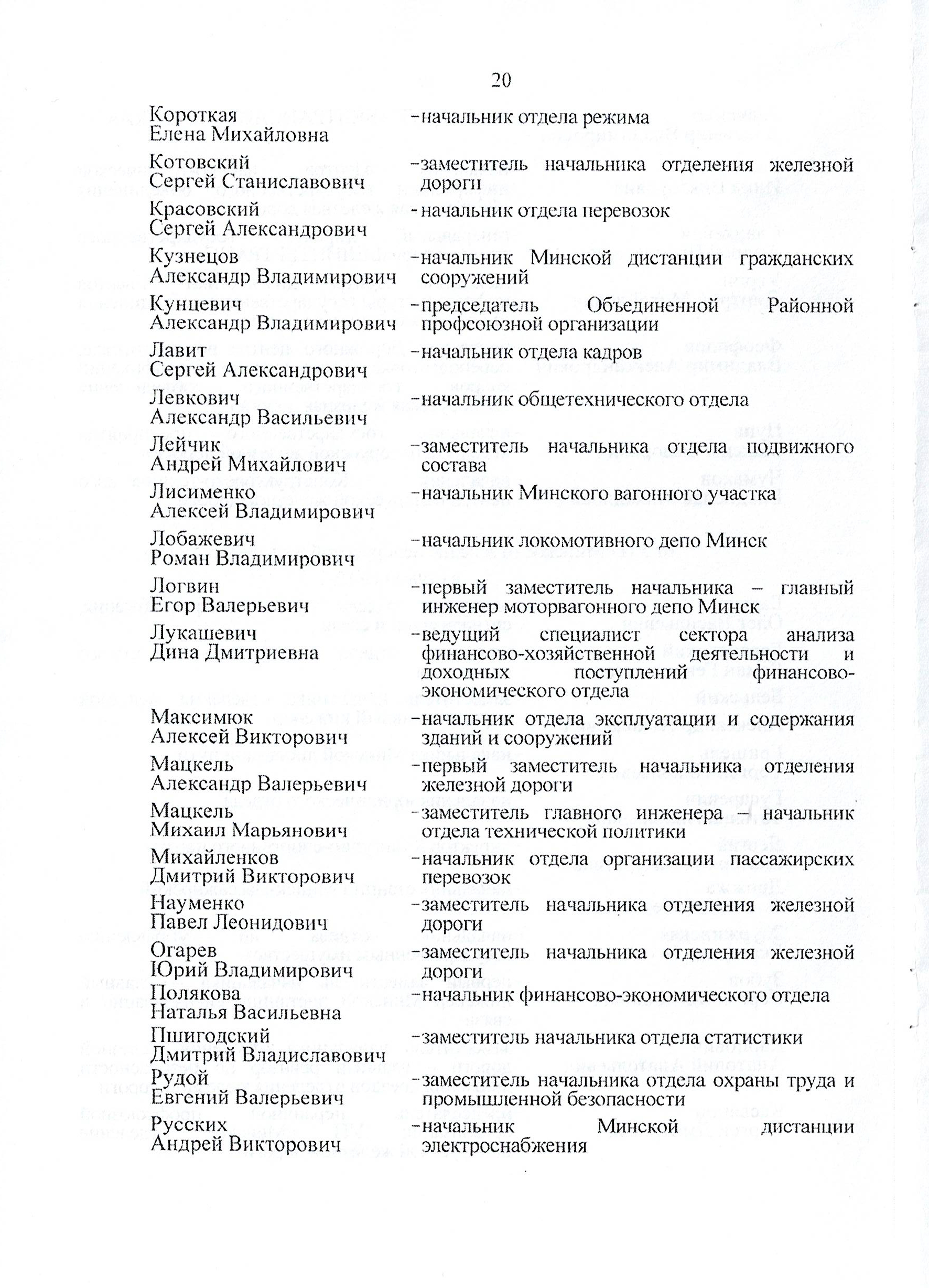 Протокол заседания технико-экономического совета БЖД, проведенного 01.07.2025, лист 20