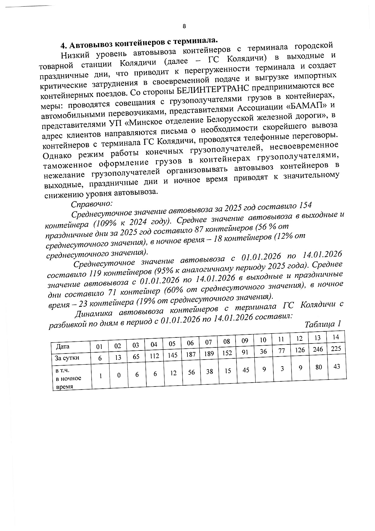 Материалы к рабочей встрече Министра транспорта и коммуникаций РБ Ляхновича А.А, лист 8
