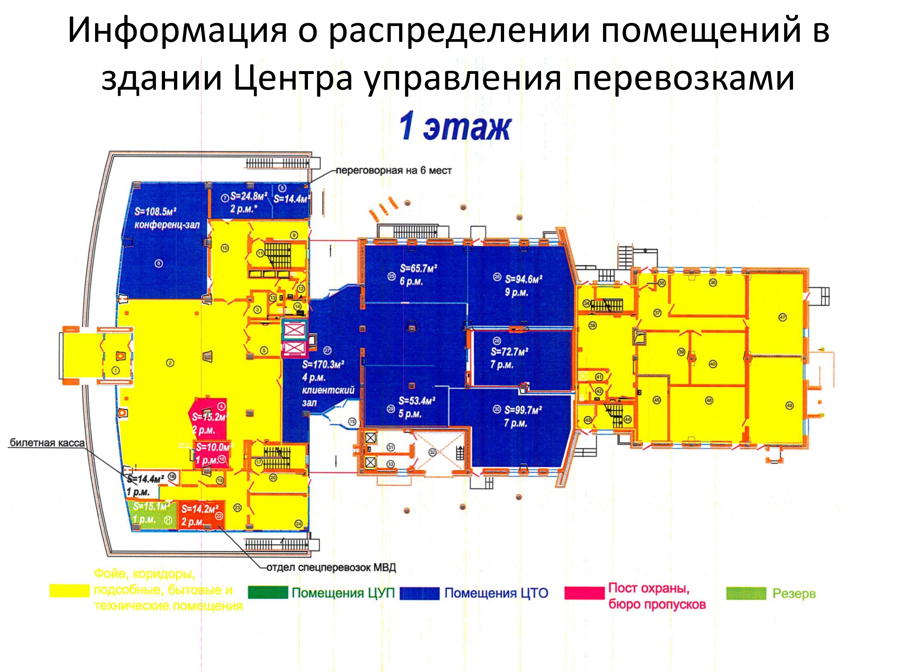 Проектные поэтажные схемы распределения и размещения помещений в здании ЦУП по адресу: Стекольный переулок, 1, лист 1